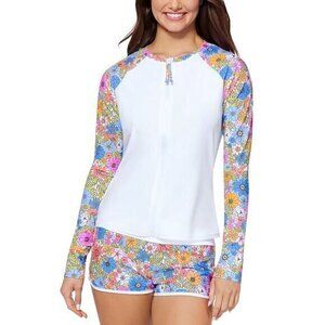 Raisins Juniors' Front-Zip Long-Sleeve Rash Guard